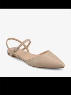 Journee Collection Beige Pointed Toe Slingback Flats
